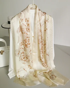 

Women's 100% Pure Silk Satin 12mm Long Big Scarf Shawl Wrap Neckerchief 175x52cm 68"x20" WJ120