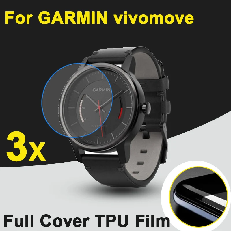 

3pcs/lot Full Cover Soft TPU Anti-scratch Protective Films For GARMIN VIVOMOVE HR LUXE (42MM) Smart Watch GPS Screen Protectors