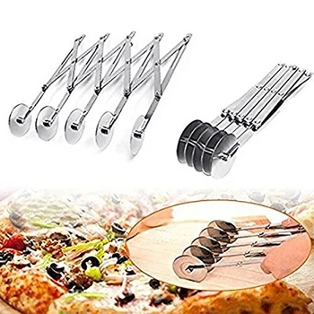 

Pizza Cutter 5 Wheels Dough Divider Adjustable Pizza Cutter Roller Pastry Knife Cake Baking Tools Silver Solid 2020