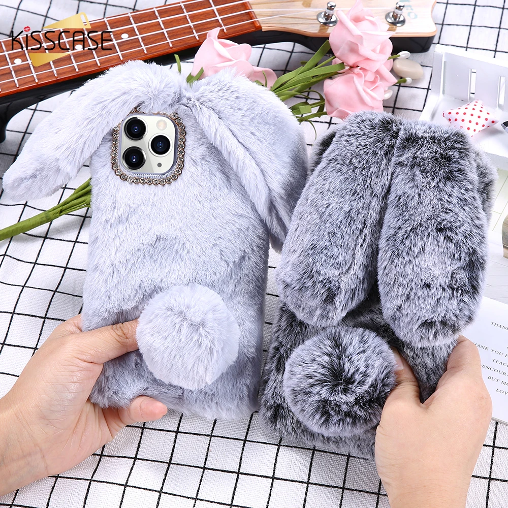 

KISSCASE 3D Rabbit Furry Case For iPhone 11PRO Cover For iPhone 11 11PRO MAX 7 8 6 6S 5 SE 5S Coque 7Plus 8Plus Carcasa Capinhas