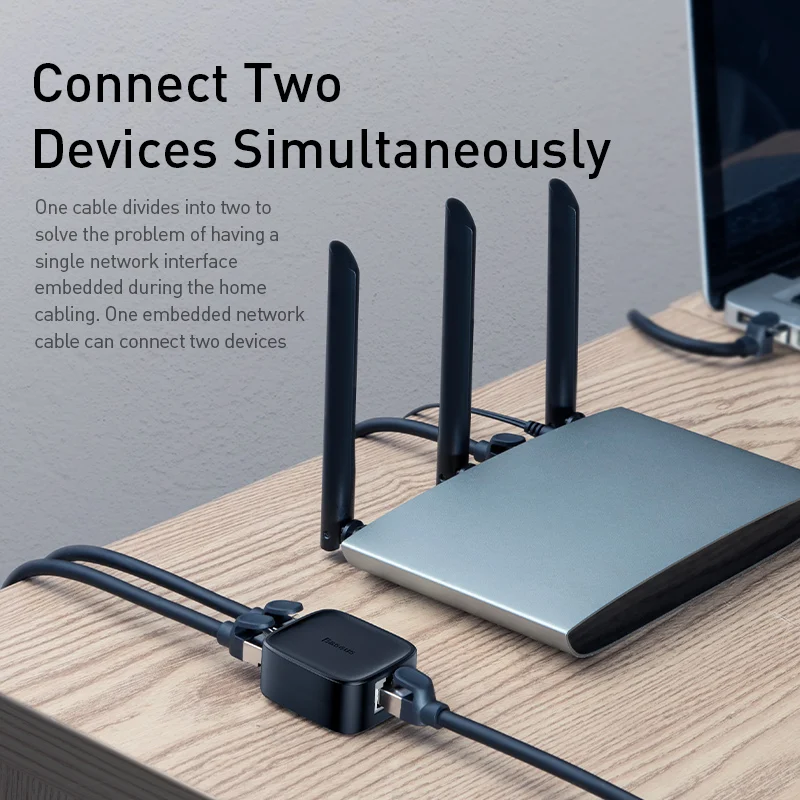 Удлинитель Baseus RJ45 с 2 портами сетевой адаптер удлинитель кабеля Ethernet Lan RJ 45