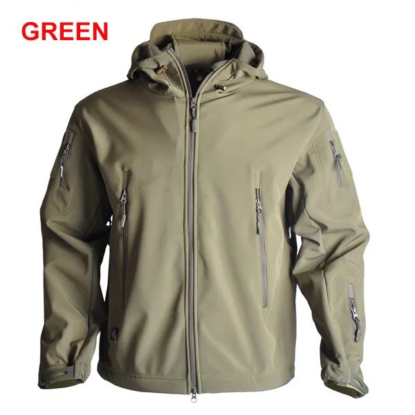 Мужская Уличная тактическая охотничья одежда военная Водонепроницаемая Молл Куртка камуфляж для мужчин охотничьи сумки женские пальто с капюшоном+ брюки - Цвет: Green
