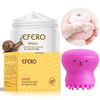 

Snail Repair Face Cream Moisturizing Anti Wrinkle Anti Aging Powerful Whitening Freckle Cream Face Cleansing Brush Massager