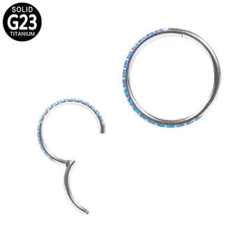 

G23 Titanium Opal Hinged Segment Clicker Nose Ring Hoop Helix Lip Ear Cartilage Tragus Earring Nipple Nose Stud Piercing Jewelry