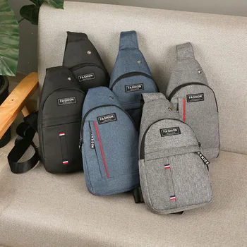 

New Style Fashion & Sports Men Chest Pack Casual Canvas Shoulder Bag Trend Lettered Bag