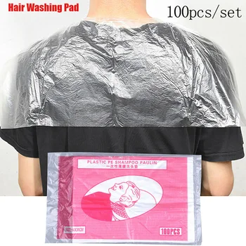 Billige 100Pcs/pack Transparent Haar Salon Einweg Wasserdichte Haar Waschen Pad Klar Shampoo Taschen Capes Reinigung Haar Schal