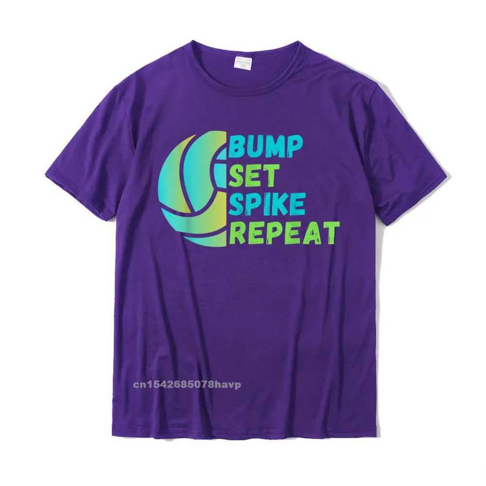 Printed On Man 2021 New Fashion T Shirt Round Neck VALENTINE DAY 100% Cotton Top T-shirts Normal Short Sleeve Tops T Shirt Bump Set Spike Repeat - Volleyball Lover T-Shirt__2753. purple