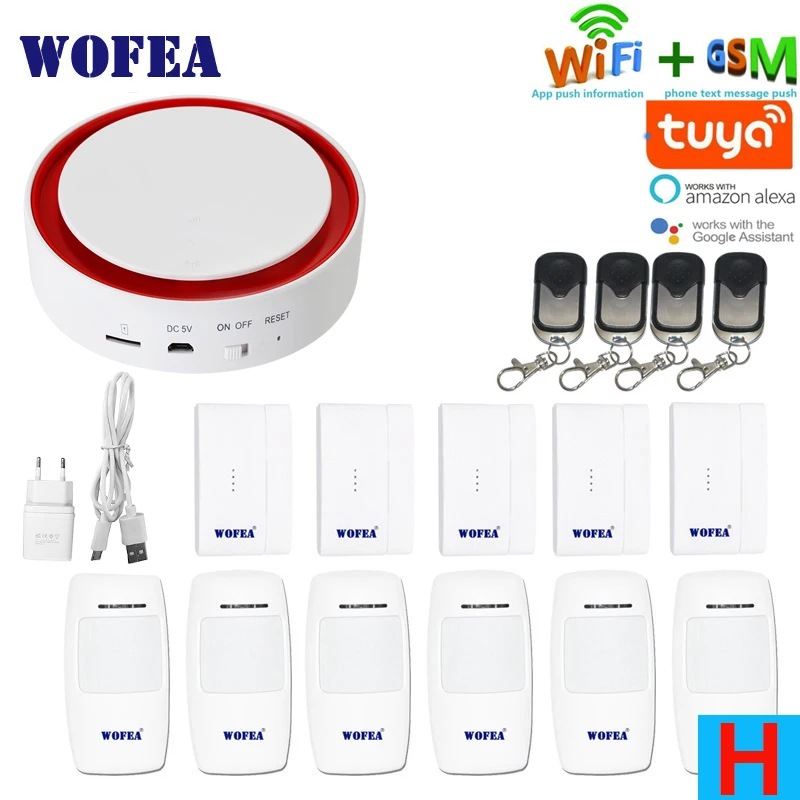 Синий Wofea Tuya Wifi GSM вспышка стробоскоп охранная сигнализация 110 дБ звук и светильник SMS автоматический набор приложение push работа с alexa google home - Цвет: Синий