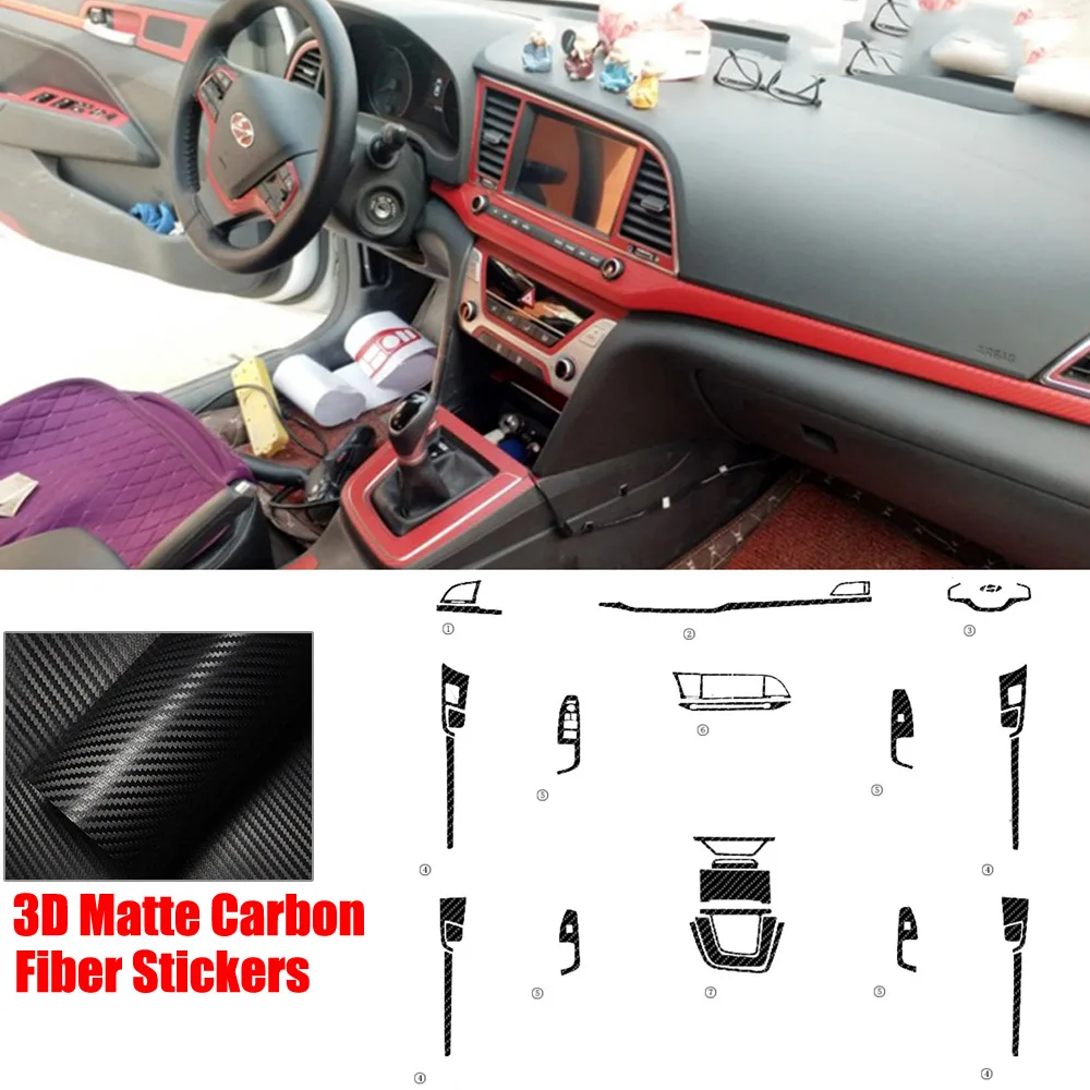 

Full Set Interior Carbon Fiber Center Console Durable Wrap Protector Vinyl Decoration Sticker For Hyundai Elantra 2016-2018
