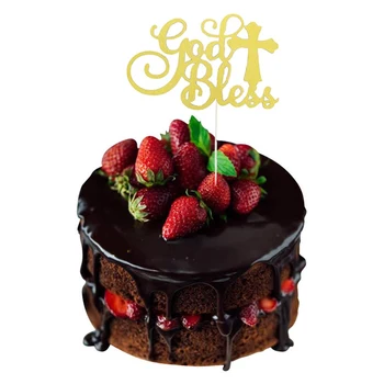 

New God Bless Color Cake Topper First Communion Cake Topper Decorations Baby Girl Or Boy Baptism For Confirmation Topper