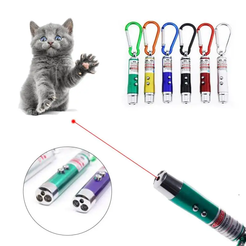 1pc NEW Cat Mini Laser Lazer Pen Portable 2types Funny Red Dot Laser Light Toy Pointer Keychain Keyring For Cat Dog Puppy Play