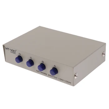 

4 Ports Button Network Switch Splitter Hub 4-In 1-Out or 1-In 4-Out 100M/10M