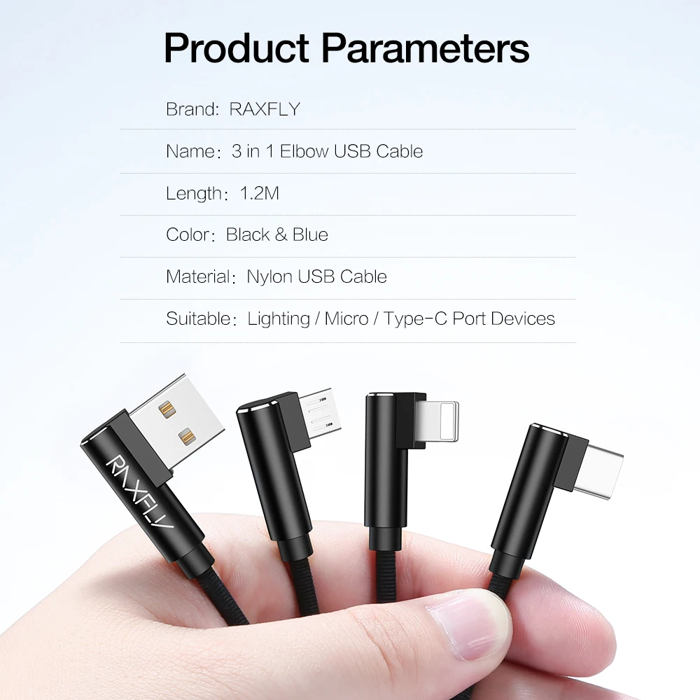 RAXFLY 3 в 1 USB кабель для samsung Note 8 S9 One plus 5t 6 Micro USB кабель Освещение usb type C кабель для iPhone Nokia 7 8 9