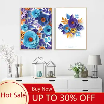 

Canvas Painting Abstract Blue Flower Wall Art Poster Creative Plant Nordic Wall Picture Aisle Living Home Decoration