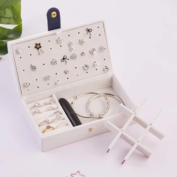 

Travel Compact Jewelry Box Holder for Necklace Cosmetics Large Capacity