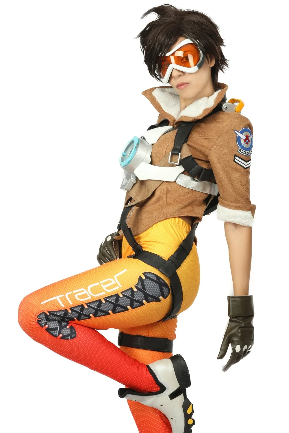 COSTHEME Overwatch Tracer костюм, Официальный лицензированный, Женский костюм для косплея Лена Октон Хэллоуин полный боевой костюм