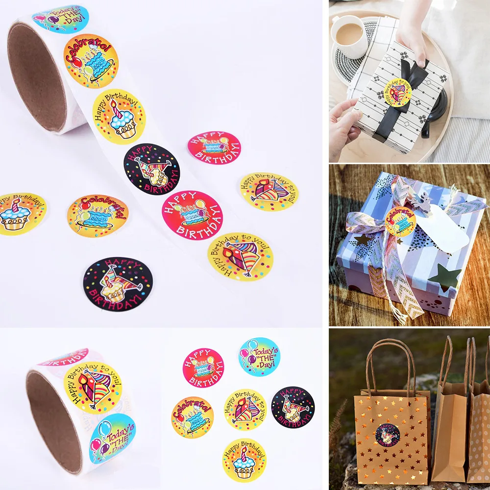 

100pcs/roll Creative Adhesive Tape 100pcs Fashion Birthday Party Sticker For Kids Great Gift Colorful Stationery Sticker Toy