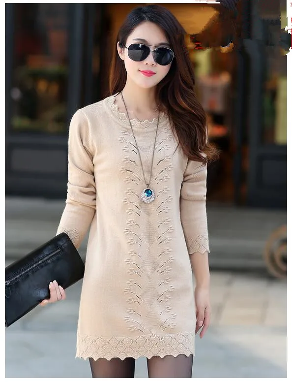 sweater dress Модное женское Шерстяное Пальто Осень Зима Cassic простое длинное клетчатое пальто тренчкот шерстяное пальто для любого размера плюс Z298 - Цвет: sweater dress