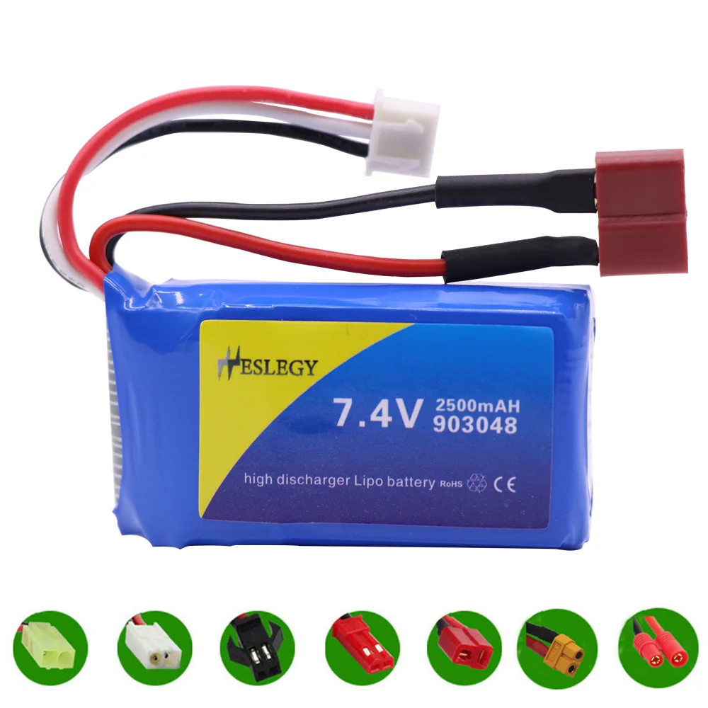 

Аккумулятор lipo 7,4 В, 2500 мАч, обновленная батарея для Wltoys A949, A959, A969, A979, K929, запасные части для РУ вертолета, самолета, машинок, лодок, 7,4 В, 903048