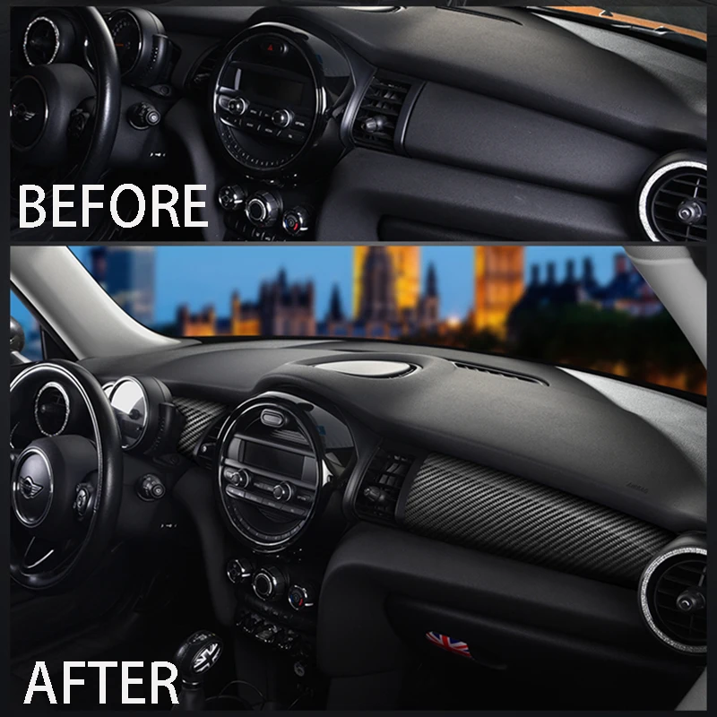 Панель инструментов из углеродного волокна, декоративная накладка для MINI Cooper F55 F56 Countryman, автомобильные наклейки для интерьера, аксессуары