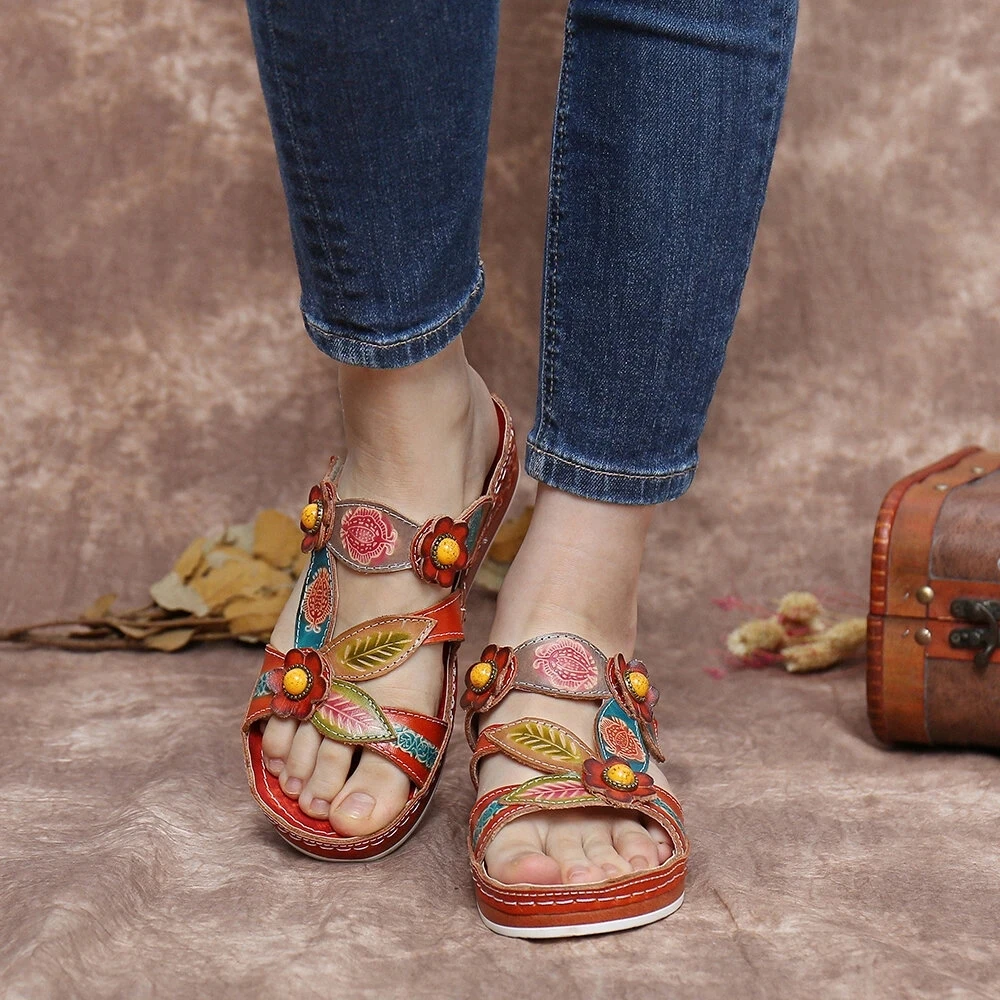 Женская кожаная обувь на мягкой подошве Удобные домашние тапочки скользкой для