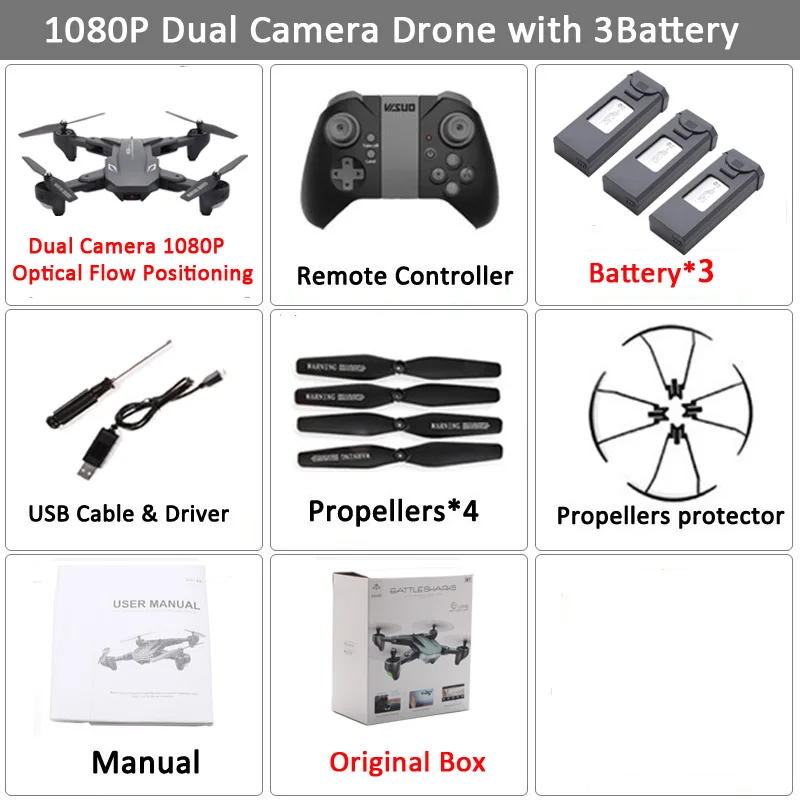 Visuo XS816 оптический Радиоуправляемый квадрокоптер с двойной камерой 1080p Wifi FPV Дрон с управлением жестами Дрон Vs XS809HW XS809S - Цвет: Set6 1080P 3BAT BX
