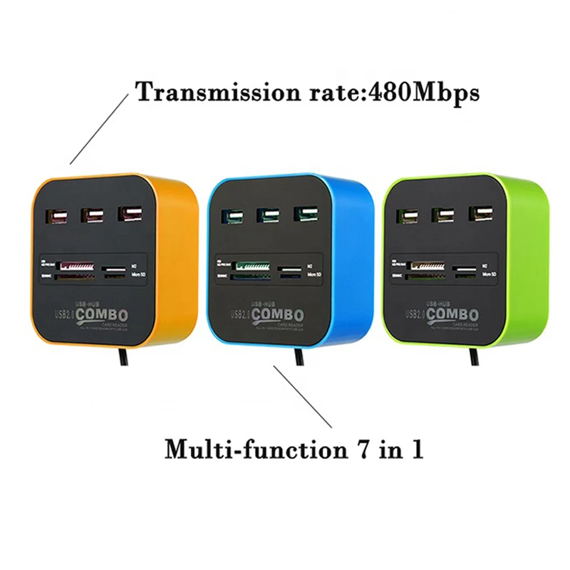 VIPATEY Micro USB 2,0 концентратор 3 порта+ TF SD слот кардридера высокоскоростной USB комбо все в одном USB разветвитель для ноутбука Настольный для кабельный адаптор MacBook Air Surface Pro ноутбук ПК USB