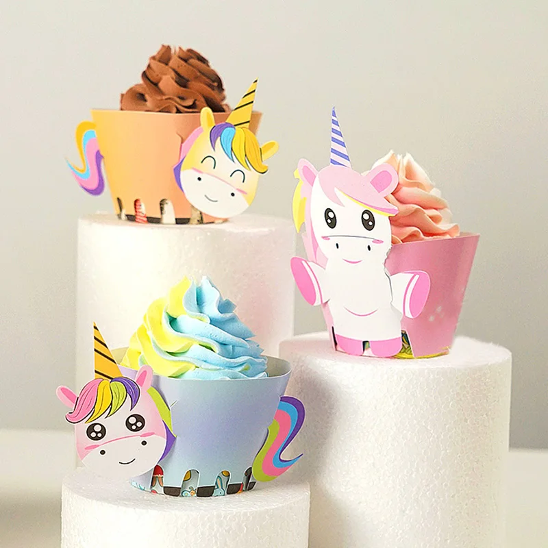 

12 наборов/упаковка, обертка для капкейков в виде единорога, 3d-обертка для летающей лошади в стиле мечты, единорог, конфеты для дня рождения, сувениры для вечеринки