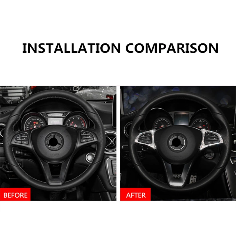 

1set new Diamond steering wheel button decorative frame For Mercedes Benz C Class W205/E Class W213/GLC X253 car stylig interior