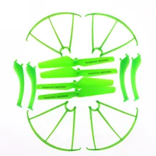 4 pçs hélices + 4 pçs trem de pouso + 4 peças de reposição verde anel protetor para syma x5sc x5sw rc quadcopter zangão