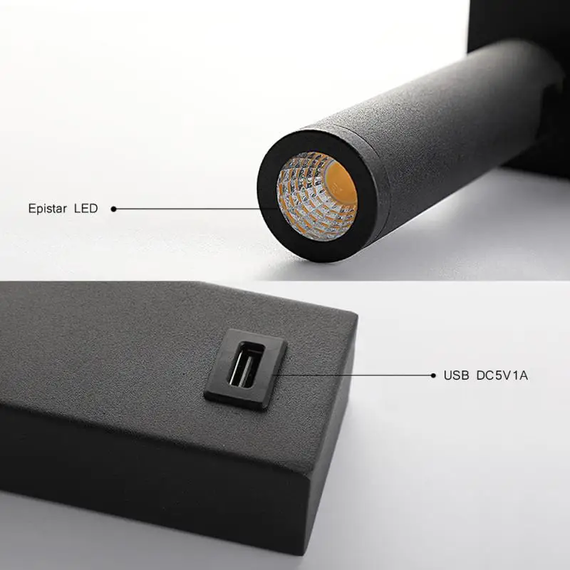 Современная светодиодная настенная лампа с USB зарядкой прикроватный светильник