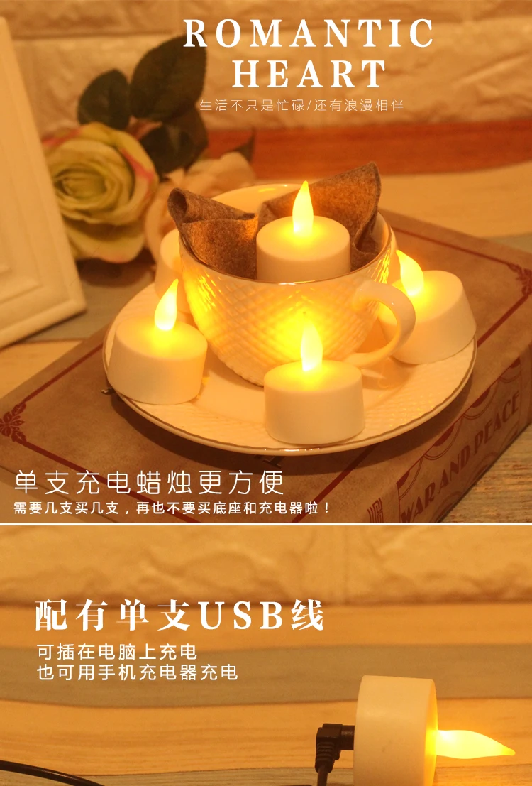 Светодиодный подсвечник для украшения торта с usb-зарядкой, светодиодный подсвечник, подсвечник, подзаряжаемый светодиодный подсвечник HH50LZ