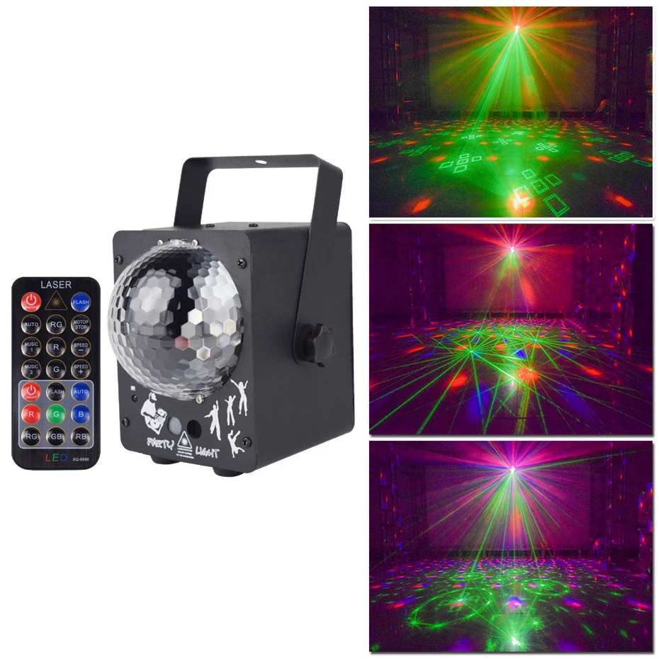 LED Laser Projector Light Crystal Disco Magic Ball With 60 RGB Pattern Stage Lights DJ Party Bar Christmas Stage Effect Lighting