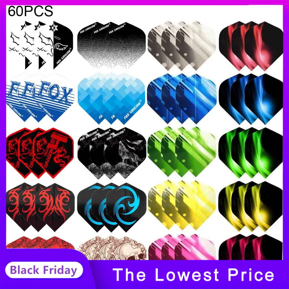 

Fox Smiling Dart Flights Multiple Styles Colorful 60PCS PET Darts Flights Newly Dart Accessories