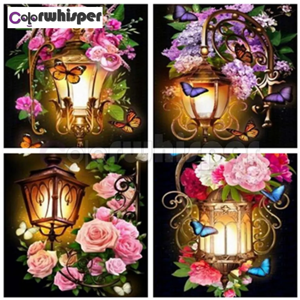 Diamond Painting Full Square/Round Drill Street Light Flower 5D Daimond Embroidery Cross Stitch Mosaic Picture Z391 | Дом и сад