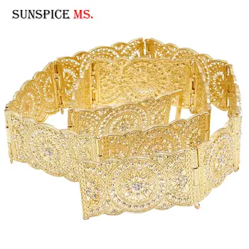 

Sunspicems Algerian Cafan Belt Wedding Jewelry for Women Gold Silver Color Metal Link Chain Adjustable Length Morocco Bride Gift