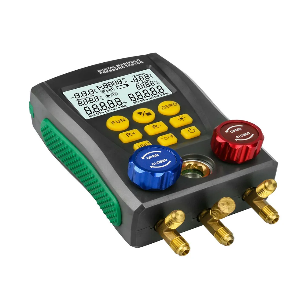 

Cold Medium Electronic Manifold Inspection Durable Digital Temperature Refrigeration Pressure Gauge Tool Tester Meter Backlight