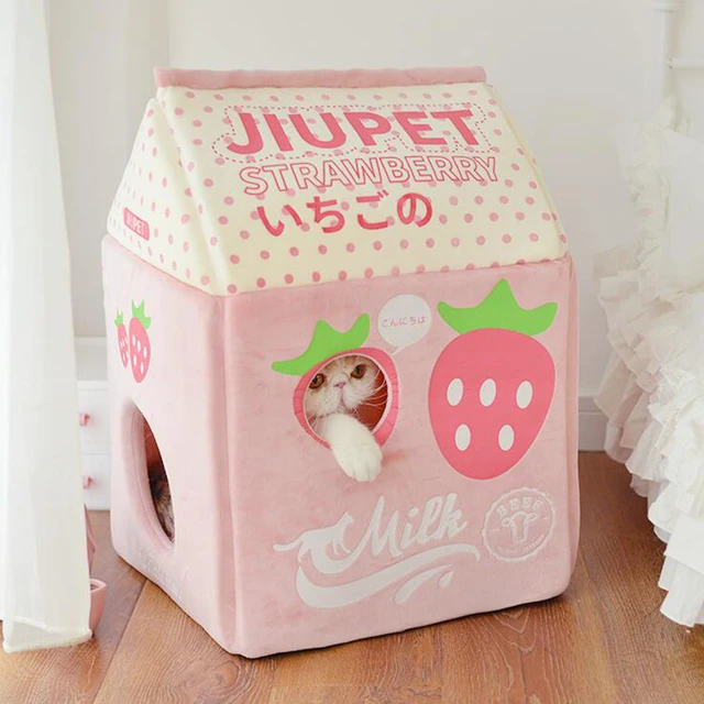 Strawberry Milk Banana Milk Cat Bed Cat House 4