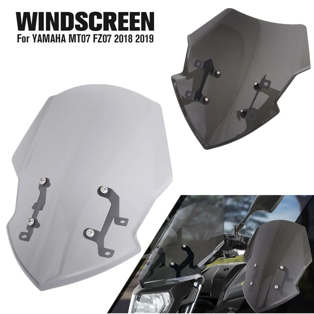 

For Yamaha MT07 MT 07 MT-07 FZ07 FZ 07 FZ-07 2018 2019 Motorcycle Windscreen Windshield Deflector With Bracket Double Bubble