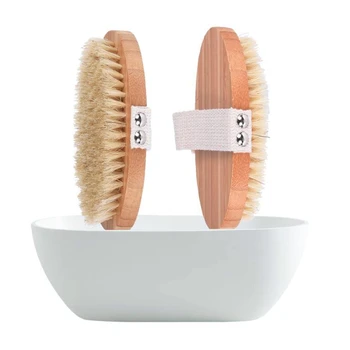 

Dry Natural Bristle Bath Brush Oval Shape Bath Brush Bathing SPA Health Exfoliating Body Massage Dry Brush