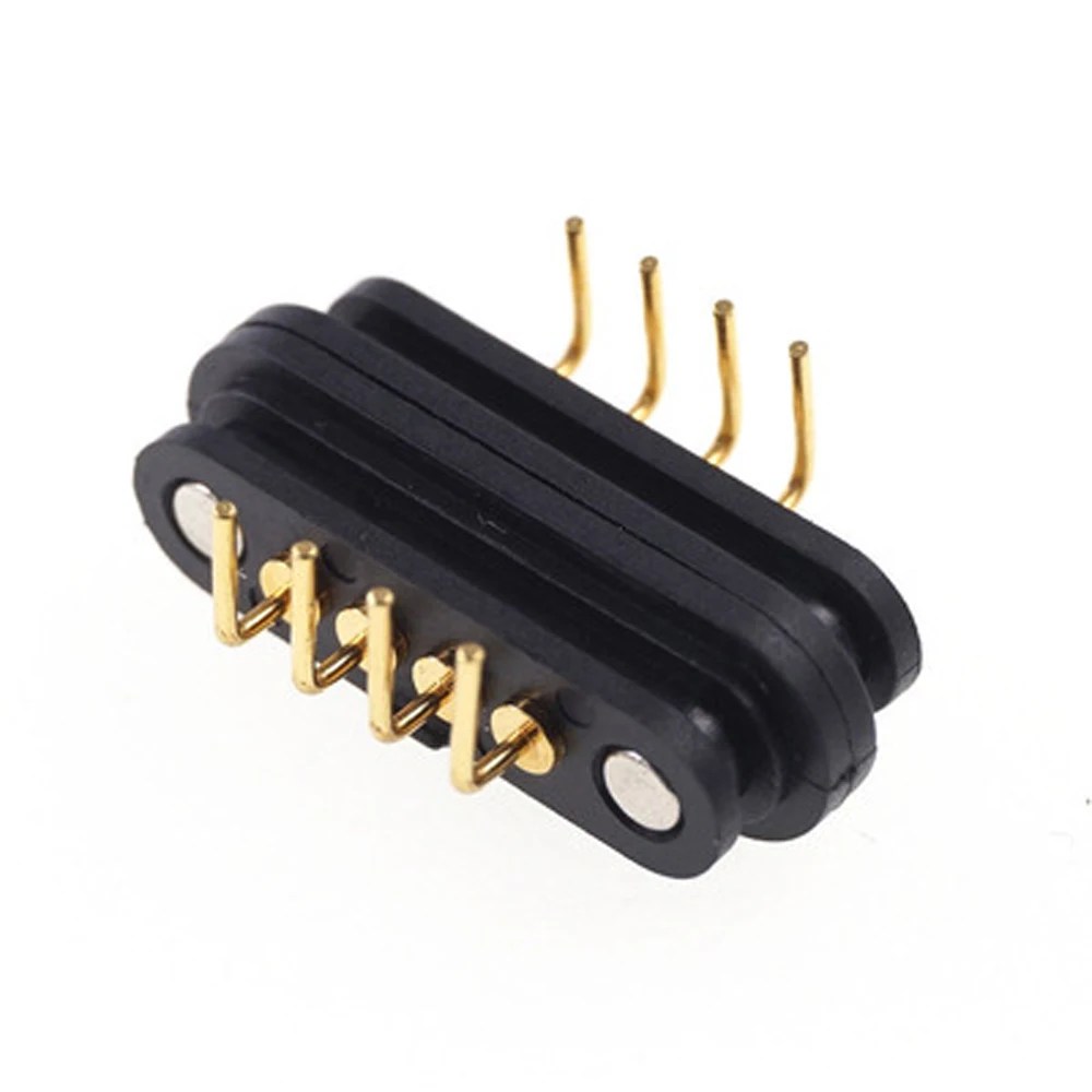 

1-4PCS 90 Degree Curved Needle Magnetic Connector Anti Reverse 4 Pole Pogopin Male Female High Current Spring Loaded Connector