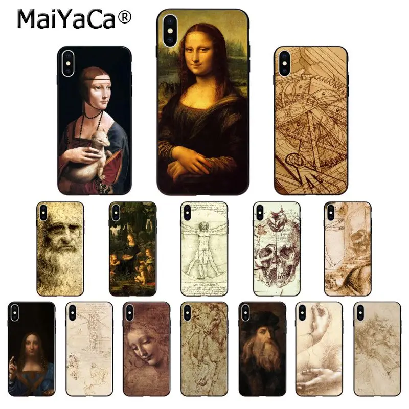 Мягкий чехол для телефона MaiYaCa Leonardo Da Vinci Mona Lisa из ТПУ для Apple iPhone 8 7 6 6S Plus X XS MAX 5 5S SE XR