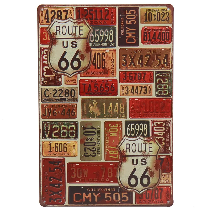 US Route 66 вывески Бар Паб до ретро-наклейки металлическая пластина плакат живопись винтажная жестяная вывеска жестяная художественная стена гараж домашний декор H19