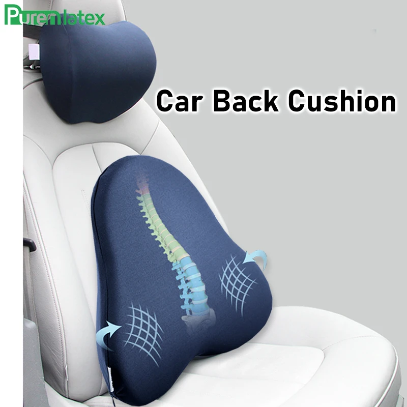 

PurenLatex Memory Foam Headrest Seat Back Cushion Protect Neck Cervical Vertebra Auto Support Waist Lumbar Used to travel