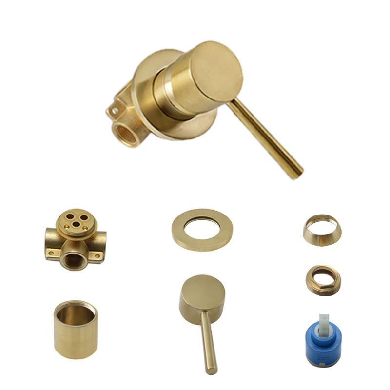 Single Handle Black Chrome Brushed Gold One Function Round Square Solid Brass In-Wall Shower Mixer Control Valve Shower Faucet