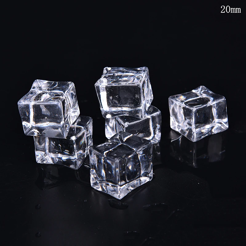 Size 20mm Искусственный лед кубик квадратный симулятор кубик льда s Акриловый Прозрачный Искусственный лед зерна красного вина съемки реквизит для болельщиков - Цвет: Size 20mm
