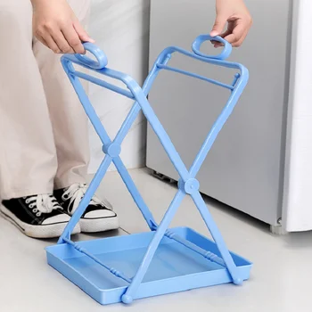 

Stainless Steel Waste Bin Holder X-type Folding Trash Can Cupboard Door Back Hanging Rack Kitchen Rubbish Bag Holder Clean Tools