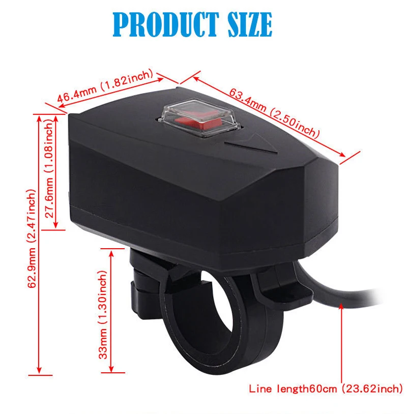 10 V-80 V мотоциклов 2.4A Dual USB Водонепроницаемый Мощность Зарядное устройство ручка скутера прикуриватель адаптер Мото Аксессуары dfdf