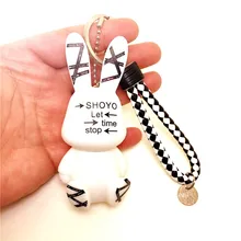 Производители винил оптом Кролик Кукла-брелок для ключей подвеска брелок сумка орнамент плетеная веревка мультяшная кукла