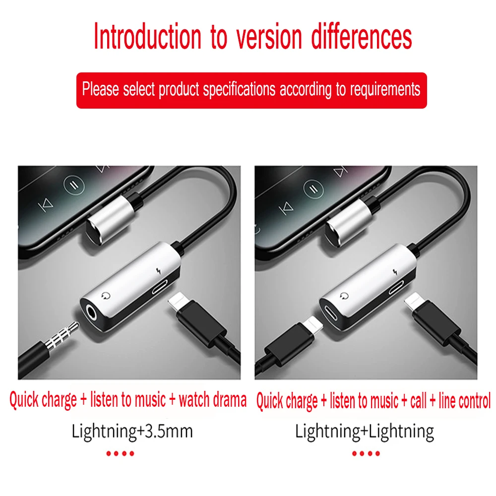 4/2 в 1 для iPhone Lightning аудио зарядное устройство-разветвитель адаптер для iPhone7/8/11/X Зарядное устройство 3,5 мм адаптер для наушников с голосовым звонком